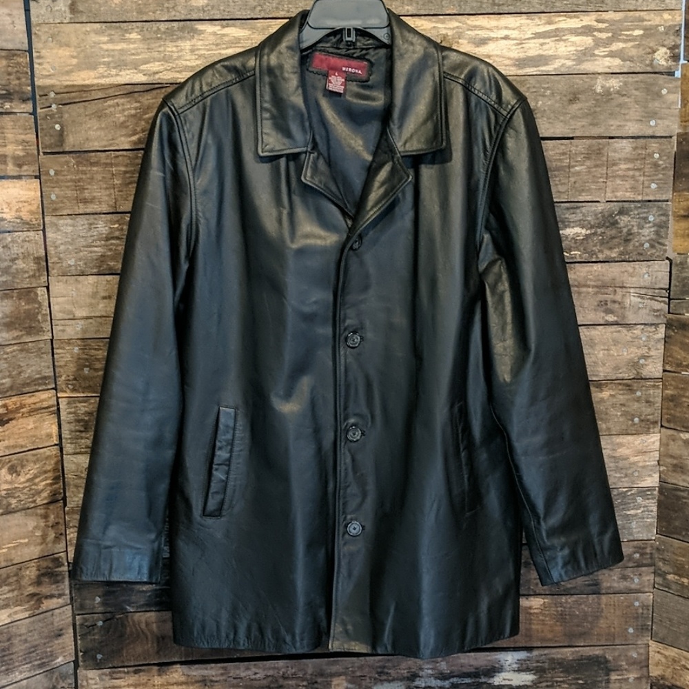 Men's Merona Large Leather Overcoat